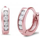 Gorgeous Rose Toned White Topaz Huggie Hoops