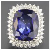 14kt Gold 22.60 ct Sapphire & Diamond Ring