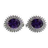 Oval 6.00 ct DBL Halo Amethyst French Lock Earring