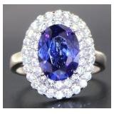 Oval 5.20 ct Sapphire & White Topaz Designer Ring
