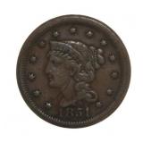 1851 Braided Hair Copper Large Cent