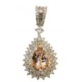 14kt Gold 1.78 ct Morganite & Diamond Pendant