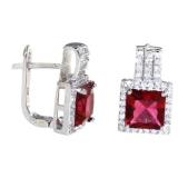 Princess Cut 5.00 ct Ruby Designer Earrings