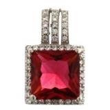 Princess Cut 5.00 ct Ruby Designer Pendant