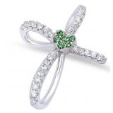 Gorgeous Emerald & White Topaz Cross Pendant