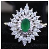 Stunning Emerald & White Topaz Cocktail Ring