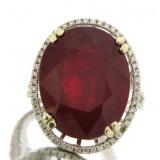 14kt Gold 20.85 ct Oval Ruby & Diamond Ring