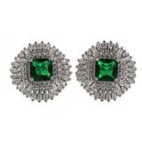 Elegant 4.70 ct Emerald-Topaz Baguette Earrings