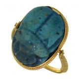 22kt Gold Antique Carved Turquoise Ring