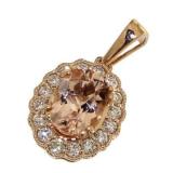 14kt Rose Gold Morganite & Diamond Pendant