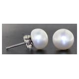 Genuine 8 mm White Freshwater Pearl Earrings