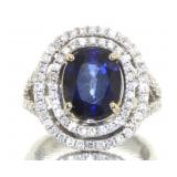 14kt Gold 5.44 ct Sapphire & Diamond Ring