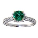 18kt Gold Round 1.29 ct Emerald & Diamond Ring