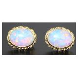 14kt Gold Vintage Fire Opal Stud Earrings
