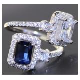 Radiant Cut 4.50 ct DBL Blue-White Sapphire Ring