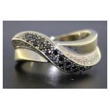 14kt Gold Black & White Diamond Dinner Ring *Heavy