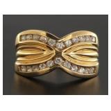 14kt Gold White Topaz Ribbon Pinkie Ring *Heavy