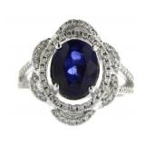 14kt Gold 3.05 ct Sapphire & Diamond Ring