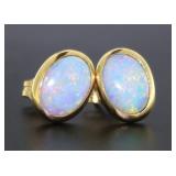 14kt Gold Bezel Set Fire Opal Earrings