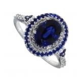 14kt Gold Oval 2.25 ct Sapphire & Diamond Ring
