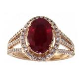 14kt Rose Gold 3.70 ct Ruby & Diamond Ring