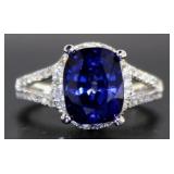 14kt Gold 4.27 ct Sapphire & Diamond Ring