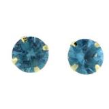 14kt Gold Round 3.00 ct Aquamarine Stud Earrings