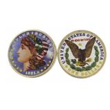 1921 Colorized Morgan Silver Dollar