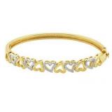Beautiful Diamond Accent Heart Bangle Bracelet