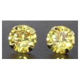14kt Gold 3.00 ct Canary Yellow Stud Earrings