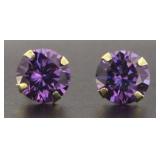 14kt Gold Round 4.00 ct Amethyst Stud Earrings