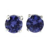 Blue Iolite 2.00 ct Solitaire Earrings