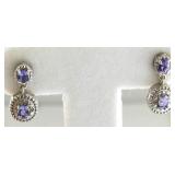Genuine Tanzanite & Diamond Accent Earrings