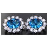 Oval 5.00 ct Blue Topaz French Lock Earrings