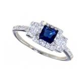 Princess Cut Sapphire Designer Ring