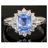 GIA Platinum 2.23 ct Sapphire & Diamond Ring