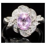 Platinum 2.58 ct GIA Pink Sapphire & Diamond Ring