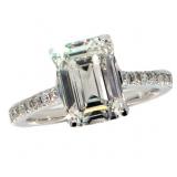 14k Gold 3.74 ct Emerald Cut Lab Diamond Ring