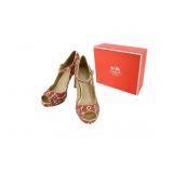 COACH Floral Print Open Toe Heels
