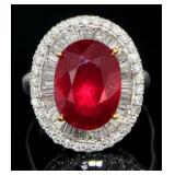 14kt Gold 11.31 ct Oval Ruby & Diamond Ring