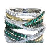 14kt-Sterling Silver Emerald Crossover Ring