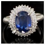 Platinum 3.69 ct Natural Sapphire & Diamond Ring