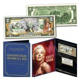 Marilyn Monroe Genuine $2 Bill Display