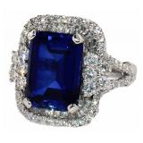 14k Gold 11.59 ct Emerald Sapphire & Diamond Ring