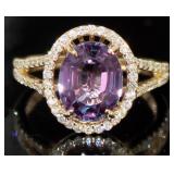 14kt Gold 4.43 ct Oval Alexandrite & Diamond Ring