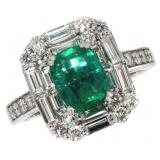 14k Gold 2.92 ct Natural Emerald & Diamond Ring