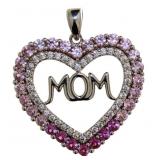 Graduated Pink "Mom" Heart Pendant
