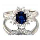 Platinum 1.56 ct Brilliant Sapphire & Diamond Ring