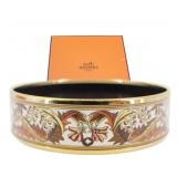 HERMES Emaille Gold Fashion Bangle Bracelet