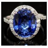 14kt Gold 7.58 ct Oval Sapphire & Diamond Ring
